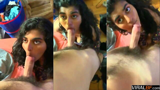 Desi Indian Babe Gives Messy Blowjob Sloppy Deepthroat Swallowing