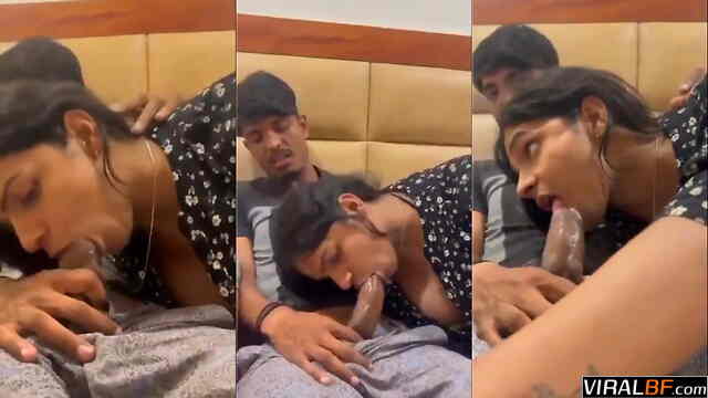 Real Indian Couple Blowjob Tape β Girlfriend Sucks BF in Front of Friend